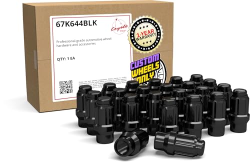 Wheel Accessories Parts 24 Pcs M12x1.25 12x1.25 Thread ET Bulge Acorn (Extra Thread) 1.57" Long Spline Lug Nuts Black Spline Hex Fits Nissan Titan (Non XD) with Aftermarket Wheels Spline ET