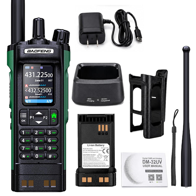 BAOFENG DM-32UV DMR Two Way Radio, Dual Band VHF/UHF, GPS APRS, AES256, Type-C Rechargeable, PC Programmable, Licensed Use Only