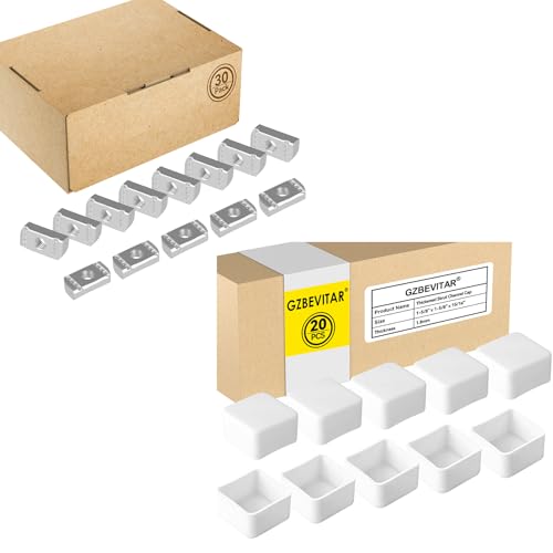 Strut Channel Nuts 1/4"-20 No Spring - 30 Pack, White Strut Channel Caps - 20 Pack