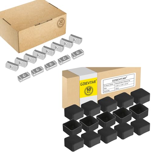Strut Channel Nuts 1/4"-20 No Spring - 30 Pack, Black Strut Channel Caps - 50 Pack