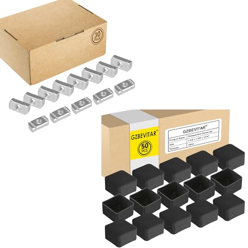 Strut Channel Nuts 3/8"-16 No Spring - 30 Pcs, Black Strut Channel Caps - 50 Pack