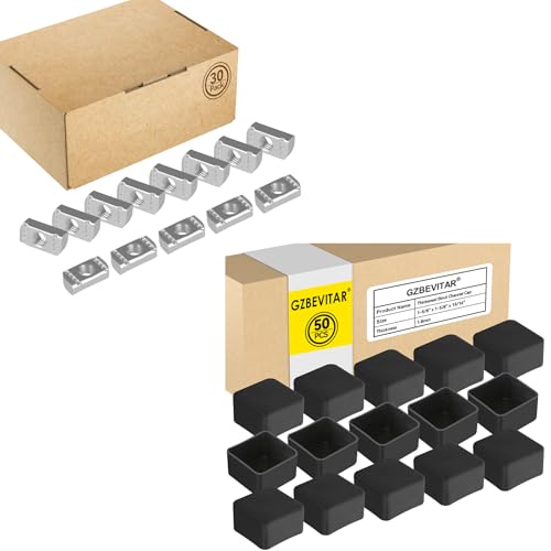 Strut Channel Nuts 1/2"-13 No Spring - 30 Pcs, Black Strut Channel Caps - 50 Pack