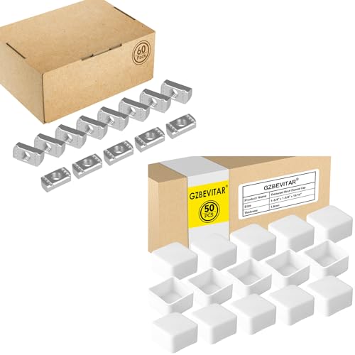 Strut Channel Nuts 1/2"-13 No Spring - 60 Pcs, White Strut Channel Caps - 50 Pack