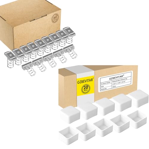 Strut Channel Nuts 1/4"-20 with Standard Spring - 60 Pcs, White Strut Channel Caps - 20 Pack