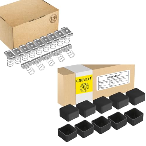 Strut Channel Nuts 1/4"-20 with Standard Spring - 120 Pcs, Black Strut Channel Caps - 20 Pack