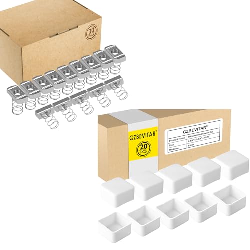 Strut Channel Nuts 1/2"-13 with Standard Spring - 30 Pcs, White Strut Channel Caps - 20 Pack