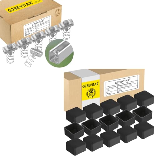 1/4"-20 Spring Channel Nut and Bolt - 16 Pack, Black Strut Channel Caps - 50 Pack