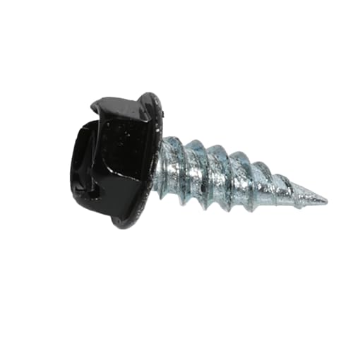 Malco HW7X1/2ZBT Black Painted Zip-in® Self-Piercing Sheet Metal Screws Size 7 Shank- 1/2" Length - 1/4" Slotted Hex Head - Tub of 1000 #7x1/2