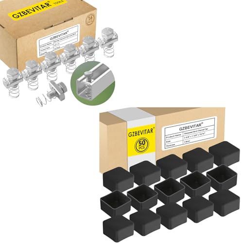 1/2"-13 Spring Channel Nut and Bolt - 16 Pack, Black Strut Channel Caps - 50 Pack