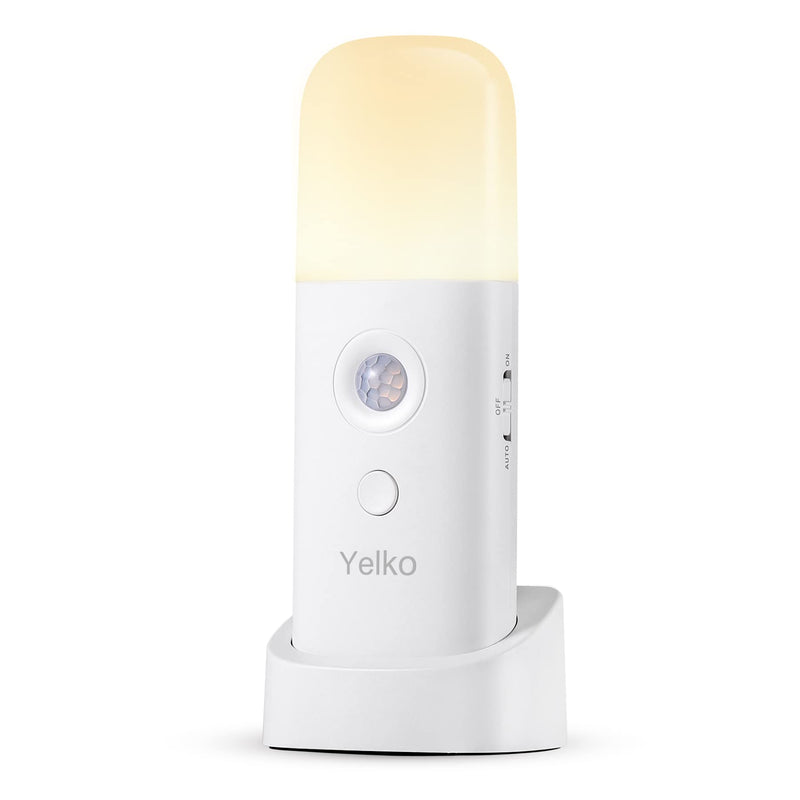 YELKO Rechargeable Motion Sensor Night Light, Battery Operated nightlights, Dimmable Motion Sensor Light Indoor, Cordless Motion Activated Night Lights for Adults, Hallway (Cool White 4Pack) Cool White Four Pack