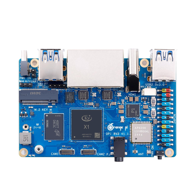 Orange Pi RV2 4GB RAM LPDDR4X RISC V 8 Core 2Tops Al Arithmetic Power Development Board, Wi-Fi 5+BT 5 with BLE Support Single Board Computer Run Ubuntu24.04 (4GB)