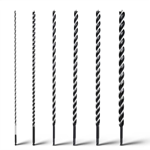 6PCS Auger Drill Bit Hex Shank 18" Long (1/4",3/8",1/2",5/8",3/4" 7/8")