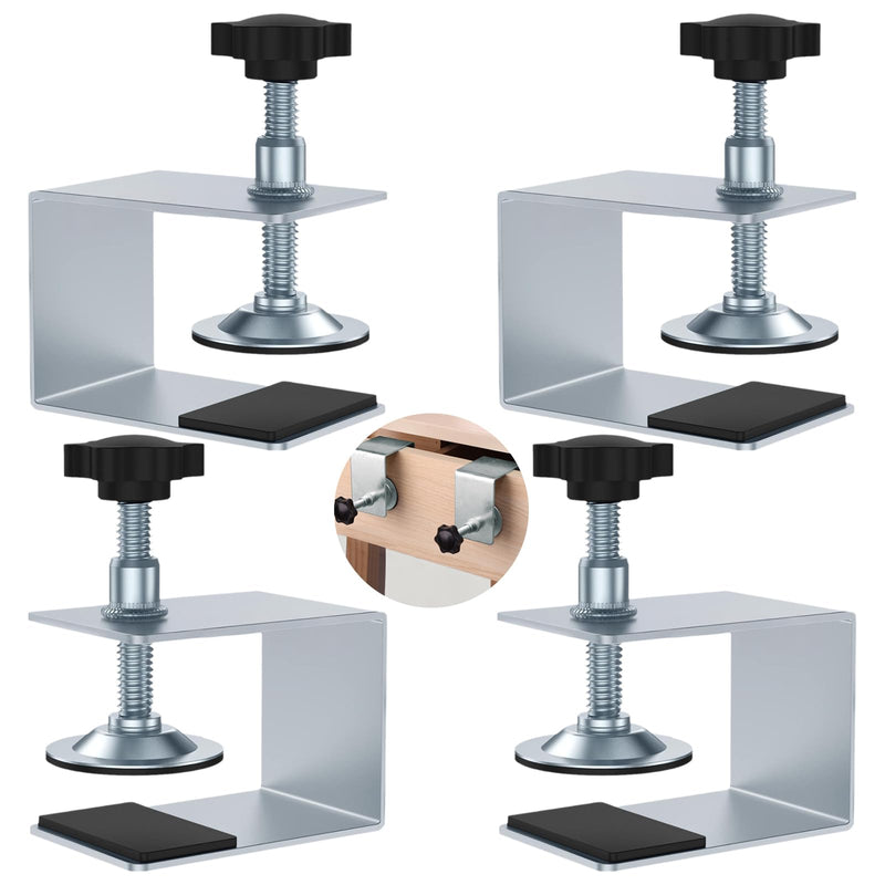Pack of 4 Small Screw Clamps, Adjustable Table Clamp with Non-Slip Pad, C Clamp for Drawers, Cabinets Silver