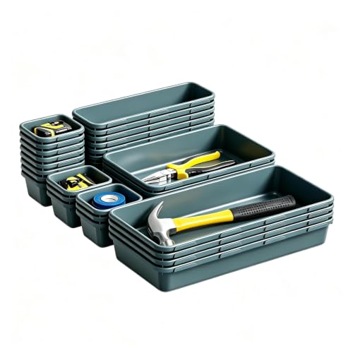 Gonice 30PCS Drawer Organizer Bins,Black Desk Drawer Organizer Tray 30 PCS black