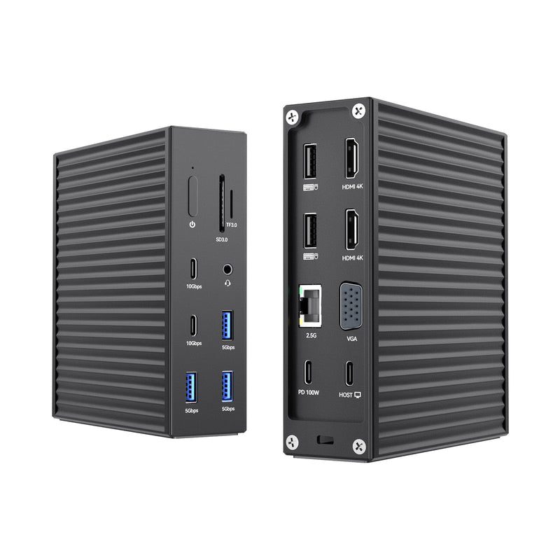 ACASIS USB C Docking Station Dual Monitor,16-in-1 Laptpop Docking Station with 2* HDMI,VGA,2.5G Ethernet,SD/TF,10Gbps USB-C 3.1,3.5mm Audio,PD100W,USBC Hub for MacBook/Dell/Lenovo/HP/ThinkPad (Black) Black