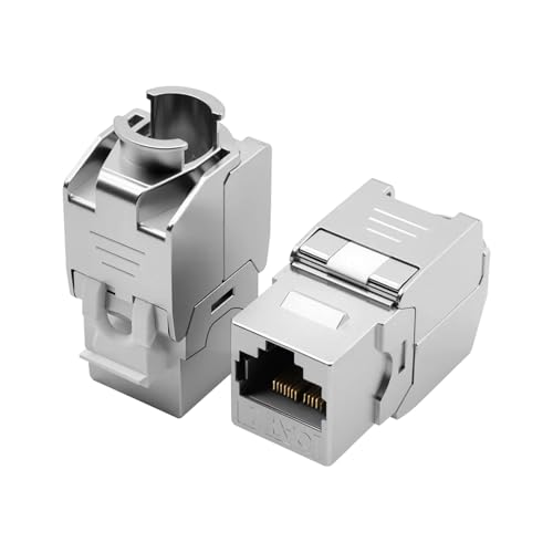 2x CAT 7 Keystone RJ45 Module Socket LAN Cable 10 Gbit/s to 1000 MHz AWG 22-24 Tool-Free LSA Fully Shielded STP Socket RJ45 Socket Cutting Terminal for Patch Panel and Network Socket 2pcs