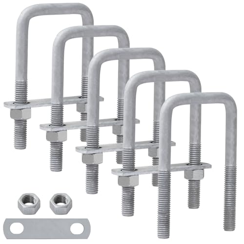 LIONMAX U Bolts 2 Inch Wide, 1/2" D x 2-1/16" W x 4-3/4"L, Galvanized, 5PCS 1/2x2-1/16x4-3/4 5