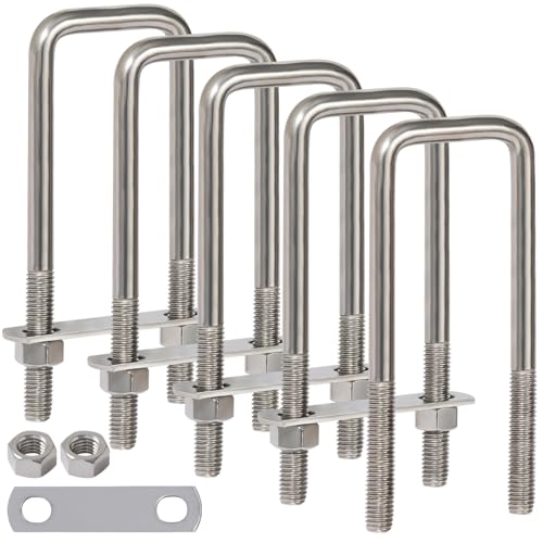 LIONMAX U Bolts 2 Inch Wide, 5 Pack, 1/2" D x 2-1/16" W x 6-5/16" L, M12 1/2x2-1/16x6-5/16