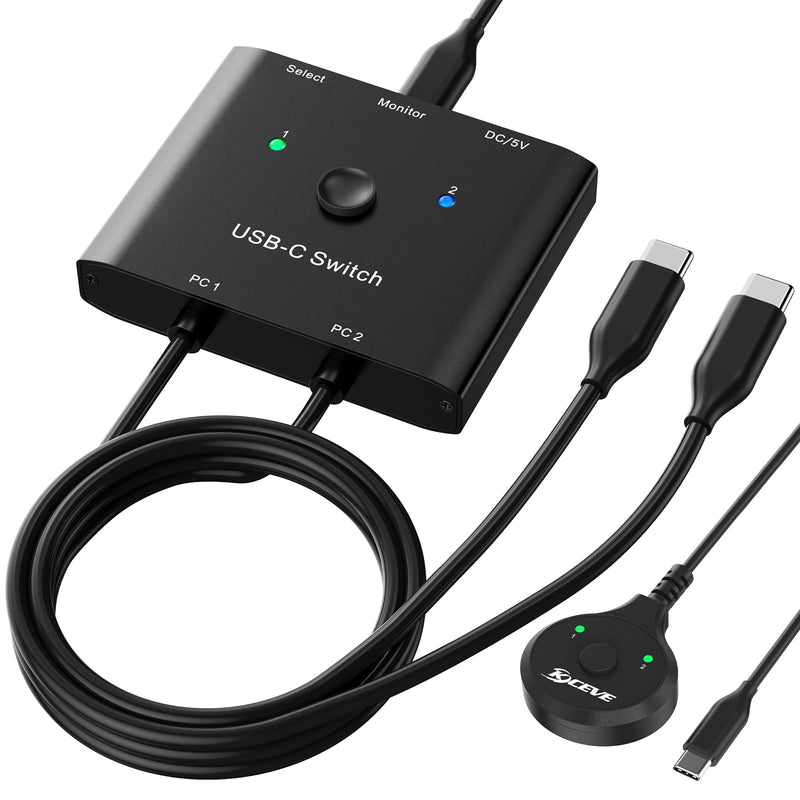 USB C Switch,Bi-Directional USB C Switcher 2 Computers,MLEEDA USB Type C KVM Switch 8K@60Hz 4K@120Hz Video/10Gbps Data Transfer/100W Charging,Compatible with Thunderbolt Device,2 USB-C Cables Included USB C Switch