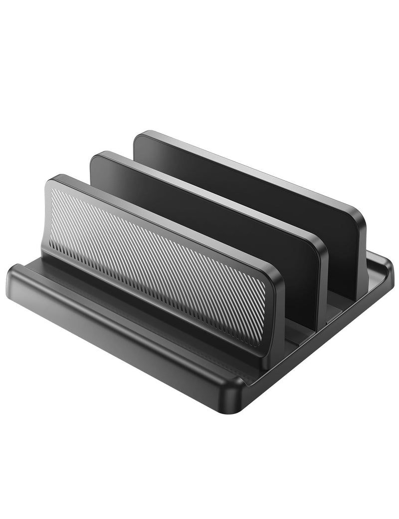 4 in 1 Vertical Laptop Stand Holder,Adjustable ABS Plastic Desktop Management Notebook Dock,Vertical Laptop Stand Space-Saving for All MacBook/Surface/Samsung/HP/Dell/Chrome Book(Black) Black