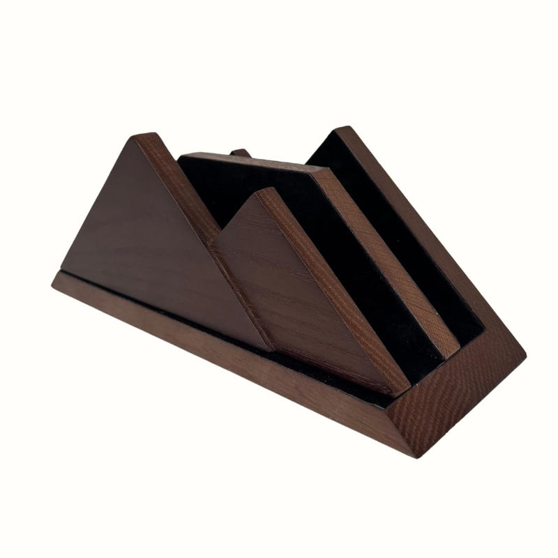 Dual Laptop Holder Vertical Laptop Stand 2 Slots Wooden - Dark Brown (Walnut Color)