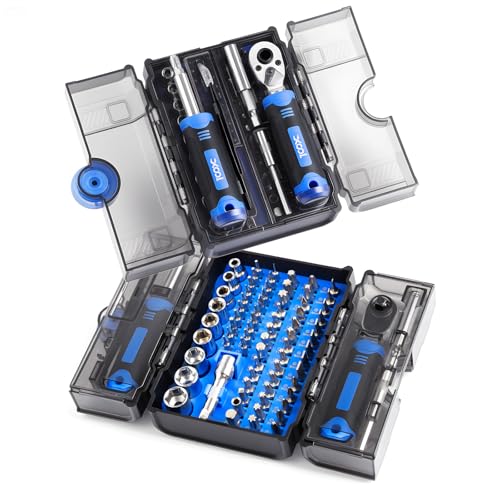 XOOL 78-Piece Ratchet Wrench & Screwdriver Tool Set with Metric 1/4" Sockets 4–12mm, Magnetic Precision & Standard Bits for Electronics, Home Repair & DIY 78 in 1