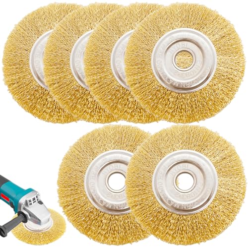 Joint Brush Set of 6, Compatible with Gloria Multibrush and Other Wire Brushes, Brass Brush for Joint Cleaning, 11.5 cm Wide Wire Brushes, Replacement Joint Brush for Removing Weeds, Moss Stones