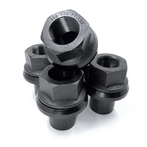 6 Pack - Two-Piece 19mm Sleeve Flange Wheel Lug Nuts, M22x1.5 Hex:33mm Black for Heavy Duty Truck Semi Truck Fit Steel Dual Wheels with Hub Piloted Seat for 26mm Bolt Hole Size by TYK Industries