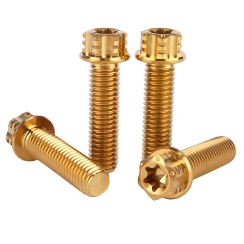 4Pcs Titanium Bolt Flange Torx Head M8 M10 x 20 25 30mm Screw Bolt for Motorcycle Car Modifications (Gold, M8x30mm) Gold M8x30mm Pitch 1.25