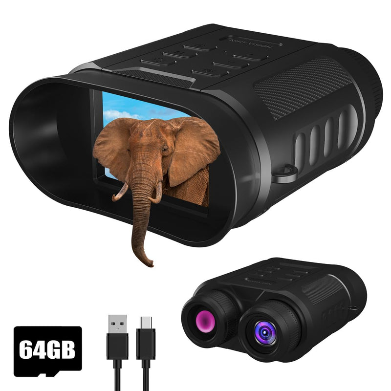 Night Vision Goggles - 4K HD Upgraded 850nm IR Night Vision Binoculars - 8X Digital Zoom, Rechargeable Night Vision Device with Camera Built in, Save Photos and Videos, Flashlight for Camping Hunting NV600