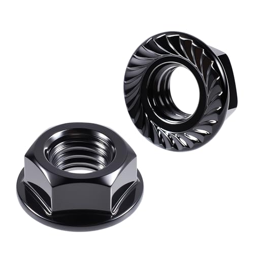 200 Pcs Hex Serrated Flange Nut, M8 x 1.25mm Serrated Flange Hex Lock Nuts, Medium Carbon Steel Serrat Metric Hexagonal Flanged Lock Nuts, Full Thread, Bright Finish, Black 200Pcs M8*1.25mm Black