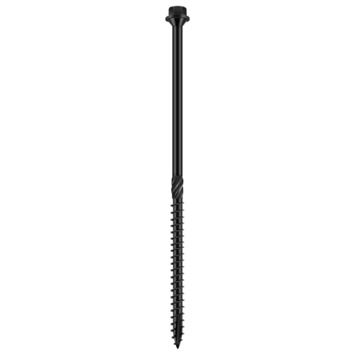 6 inch Hex Exterior Structural Wood Lag Screws (50 Pack), 1/4'' x 6'' Black Outdoor Lag Bolts, Heavy Duty for Timber, Deck Framing, Patios, Fence Posts, Beams, and More, Bit Included 6 Inch