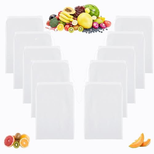 Pack of 10 Nut Milk Bags 20 x 30 cm Straining Cloth 100 Micron Nylon Straining Cloth Reusable Cheesecloth Cheesecloth Washable Filter Bags for Nut Milk Yoghurt Vegetables Coffee Fruit Juice Fruit Juice 100 Micro/20×30cm/10pcs
