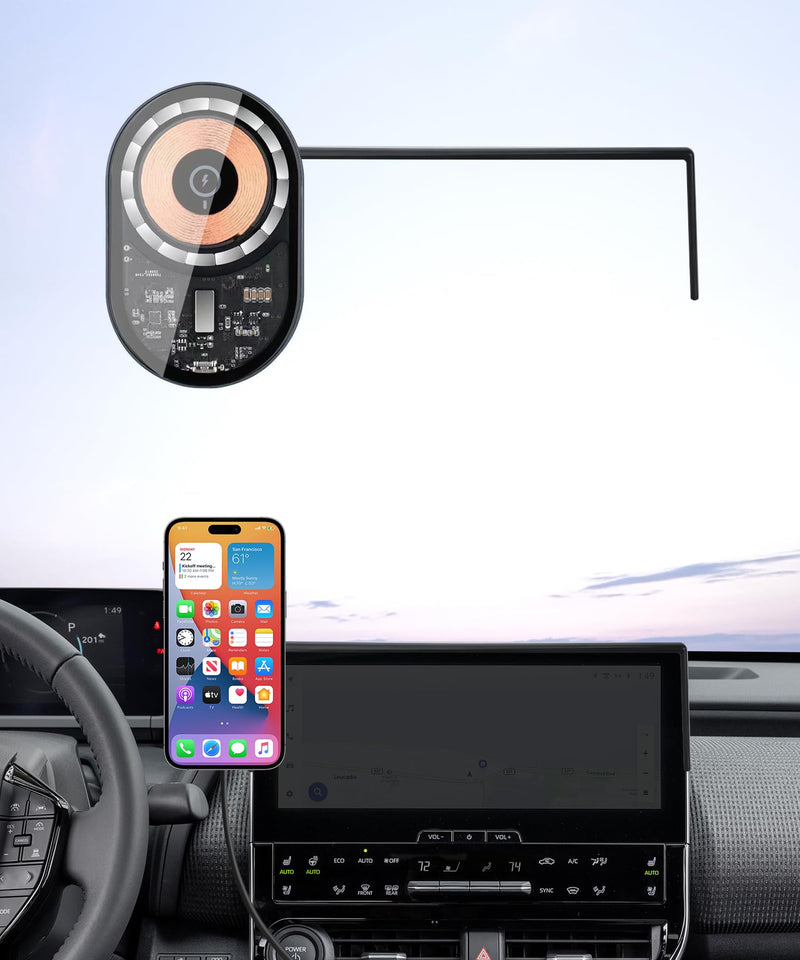 Wireless Charging car Phone Holder for Toyota BZ4X 2023-2025/Subaru Solterra 2023-2025 Accessories 8/12.3 inch Screen Fixed Clip,360° Rotation car Phone Mount Compatible with MagSafe