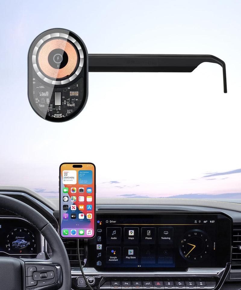 Wireless Charging car Phone Holder for Chevrolet Silverado HD 2022-2025 Accessories 13.4 inch Screen Fixed Clip,360° Rotation car Phone Mount Compatible with MagSafe
