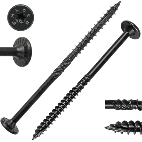 FMhotu #14 x 4-1/2 Inch Heavy-Duty Outdoor Wood Screws 50Pcs + #14 x 5 Inch Wood Structural Lag Screws 54Pcs