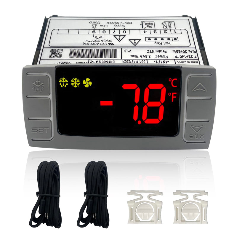 XR02CX-4N1F1 Temperature Control Refrigerator Digital Thermostat Controller for Dixell Commercial Refrigerators/Freezer 120V 50-60Hz with 2 NTC Probe for Refrigerators Freezers Heating Appliances XR02CX-4N1F1