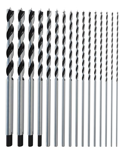 16Pcs(7/64" - 5/8") 12 Inch Extra Long Brad Point Wood Drill Bit Extra Long (7/64"-5/8") - 16pcs