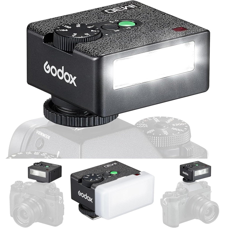 Godox Mini Flash Camera Flash Speedlite for Sony ZV1/ZV-E10, Canon, Nikon, Fuji & Ricoh GR3 GN15, 7-Level Power Adjustment, 230 Flashes with Cameras with Single-Contact Hotshoe and Diffuser 2.4 Flash
