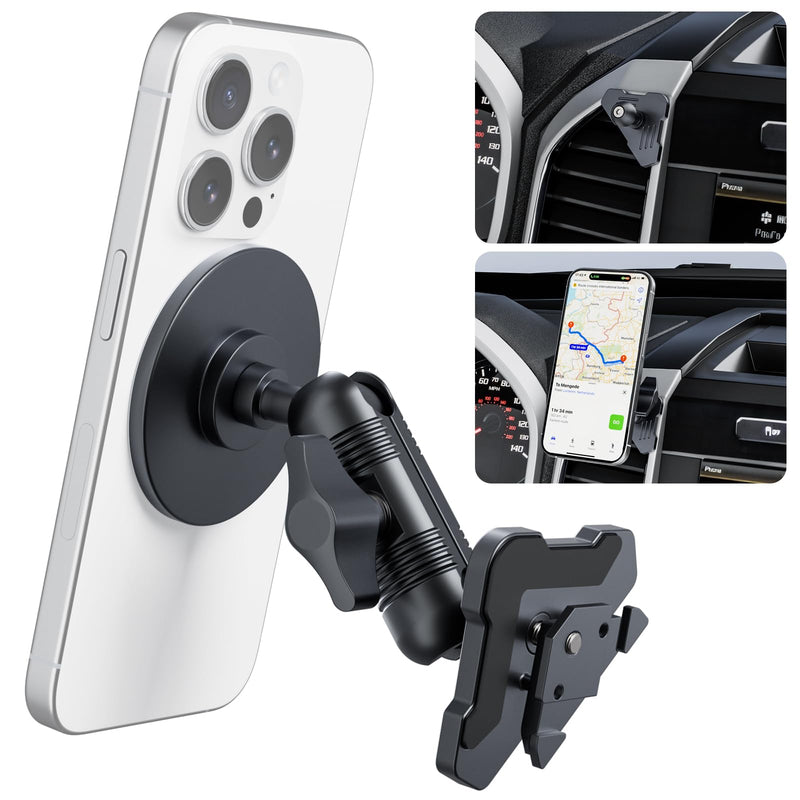 CNC Vent Phone Holder, Magnetic Air Vent Phone Holder Cradles Mount Compatible with F150 2015-2020 & Super Duty F250 F350 F450 2017-2021, Full Metal Bracket for Most CellPhones