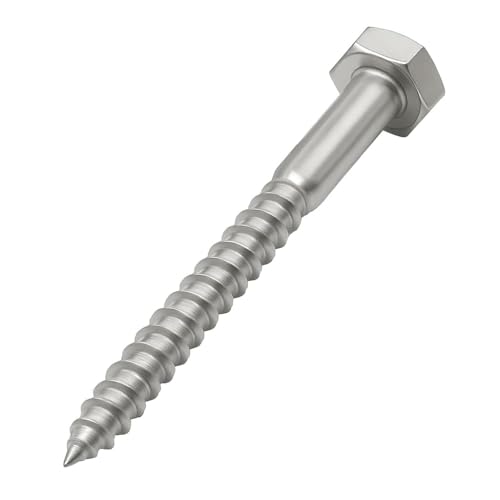 IMSCREWS 1/2" x 3-1/2" Hex Head Lag Screws, 304 Stainless Steel (18-8), Partially Threaded Extra-Long Wood Bolts for Deck Posts & Structural Framing, 10 PCS 1/2" x 3-1/2"