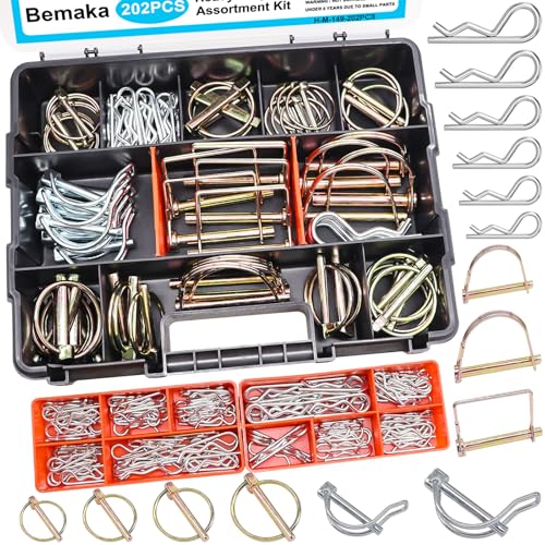192Pcs 1/8 Inch Toggle Bolts, Butterfly Anchors Heavy Duty Drywall Anchors and Screws Kit for Hollow Wall, Ceiling (48 Sets) + 202Pcs Hitch Pins Clip Pins Assortment Kit