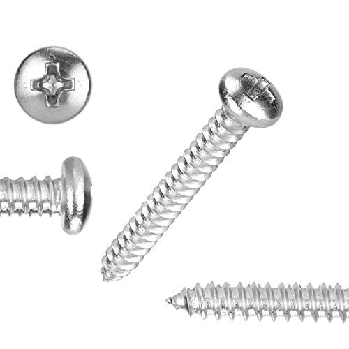 50 PCS #14x3 Stainless Steel Phillips Pan Head Wood Screws,Stainless Steel 18-8 A2(304) Screw,Home Screw Kit by QISHENG #14 x 3 inch 50