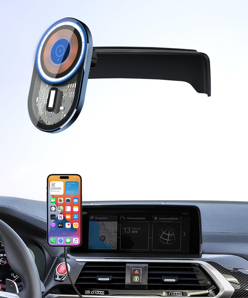 Wireless Charging car Phone Holder for BMW X3 2018-2021/BMW X4 2019-2021 Accessories 10.25/10.3-inch Screen Fixed Clip,360° Rotation car Phone Mount Compatible with MagSafe 10.25/10.3-inch for 2018-2021 X3/ 2019-2023 X4