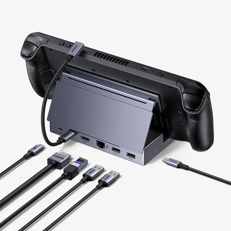UGREEN Steam Deck Dock 6-in-1 4K@120Hz HDMI 2.1, 100W PD, USB-A & USB C 3.0, Gigabit Ethernet, Dock for Steam Deck, ROG Ally, Region Go, MacBook