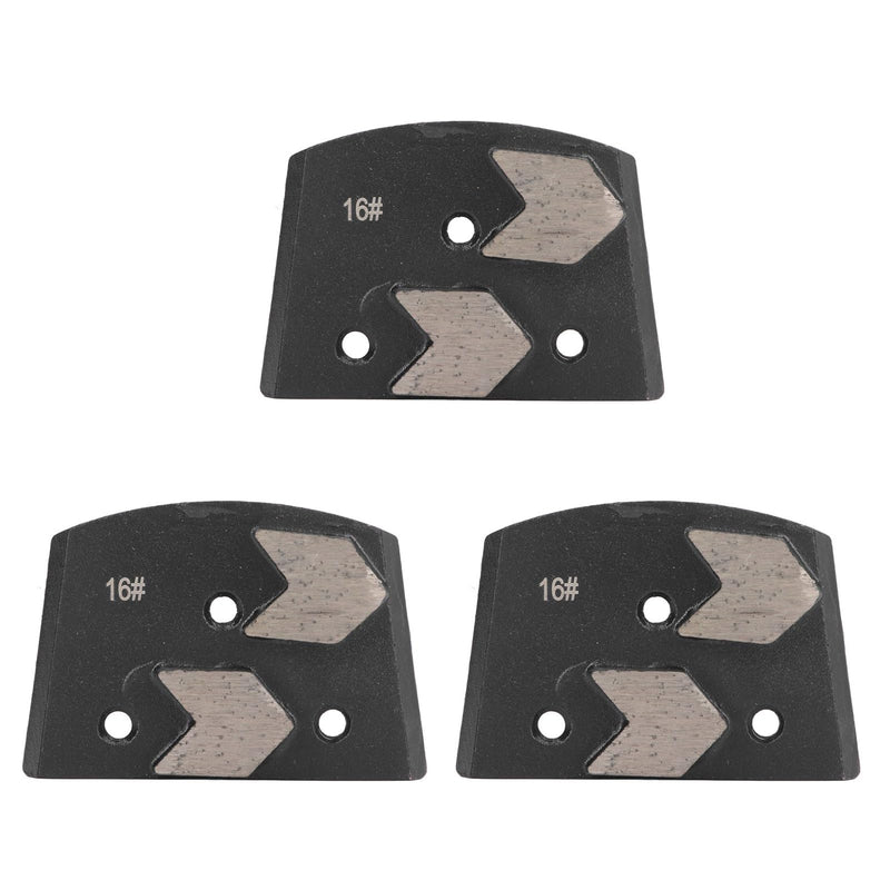 3 x diamond grinding shoe, black trapezoid, 2 arrow teeth polishing pads, 16 grit, high grinding efficiency, low noise, suitable for all concrete grinding machines