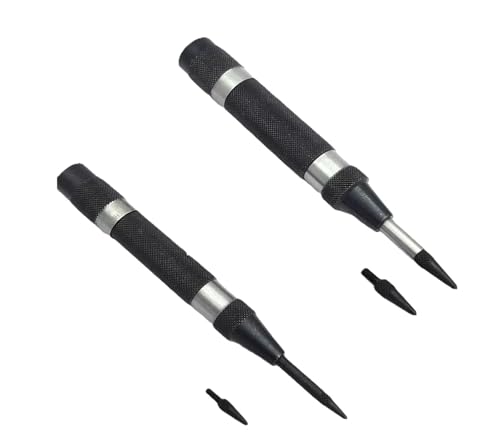 Buyohlic Automatic Center Punch with Replaceable Hardened Steel Tip with Extra tip (Set of Both) Set of both
