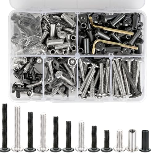 100 Set Mix M6x20-50mm Furniture Bolts for Bunk Bed and Wood Working Tools Mix M6x20/25/30/35/40/50mm 100