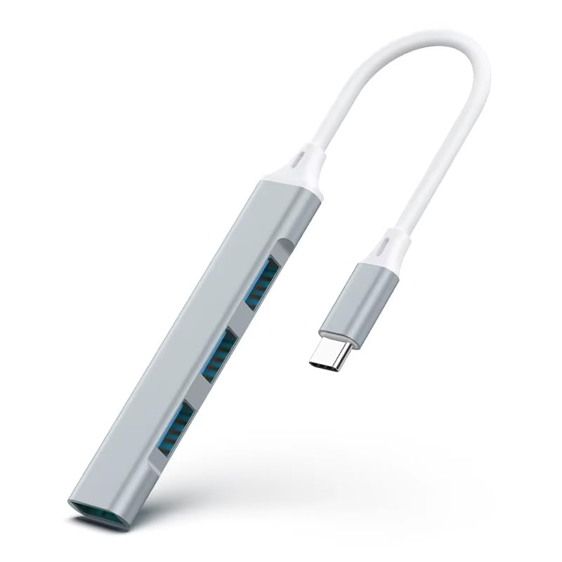 Mac USB C Adapter - Type C USB Adapter Hub with 4 Ports: 1 USB 3.0 + 3 USB 2.0, Ultra-Slim Aluminum Design, 5Gbps Transfer, Adapter for Mac USB C, Type C USB Hub (Grey) Grey
