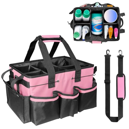 Large Cleaning Caddy Bag-Wearable, Waterproof, Heavy, Duty Pink